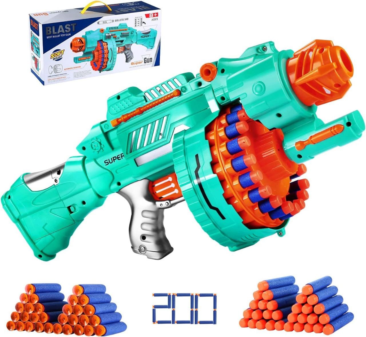 Revolving Machine Soft Bullet Toy Gun, Machine Gun - Toys Place BD