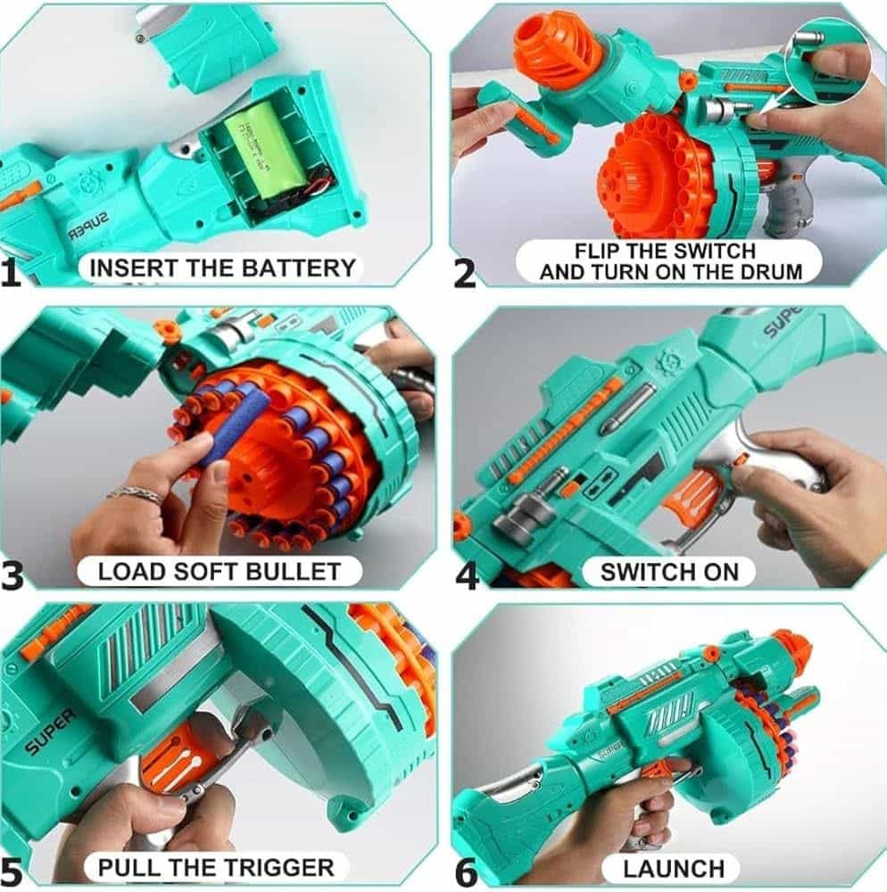 Revolving Machine Soft Bullet Toy Gun, Machine Gun - Toys Place BD