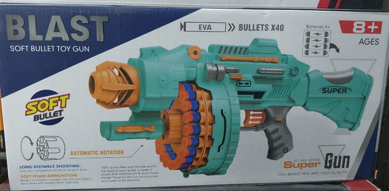 Revolving Machine Soft Bullet Toy Gun, Machine Gun - Image 3