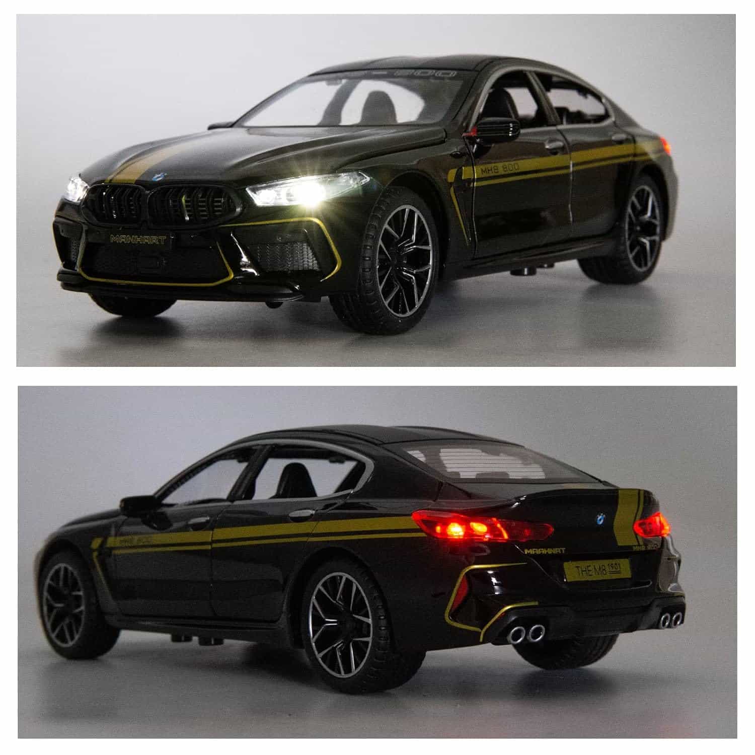 BMW MH8 Toy Car, Alloy Diecast Race Collectible Pull Back Model Car with Sound and Light Toy Vehicle for Boys Gift - Image 4